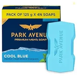 Park Avenue Premium Mens Soaps for Bath  Cool Blue | 125g (Pack of 4)