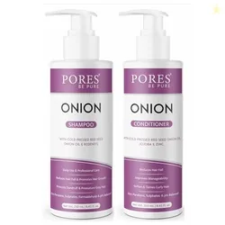 PORES Be Pure Onion Shampoo and Conditioner Combo for Hair Growth & Ha