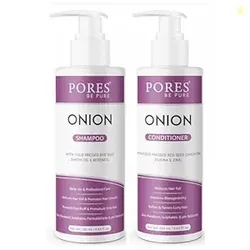 PORES Be Pure Onion Shampoo and Conditioner Combo for Hair Growth & Ha