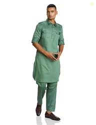 Amazon Brand - Symbol Cotton Men's Kurta Sets (Symethset-7_Capu Olive