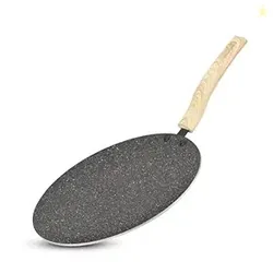 BERGNER Earth Black Non-Stick 26 cm Concave Roti Tawa Wooden Finish So
