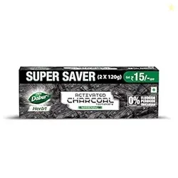 DABUR Herb'L Activated Charcoal Toothpaste 240G (120G x2, Pack of 2) |