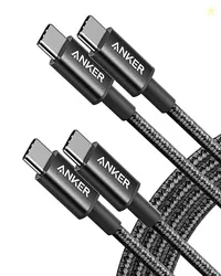 Anker USB C to USB C Cable Type C 60W Fast Charging Cable (6FT, 2Pack) for iPhone 16 Series, iPad Mini 6 and More (USB 2.0, Black) | For iPhone 17 Series, iPad mini 6, and More