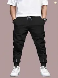 Reya Men Solid Black Track Pants
