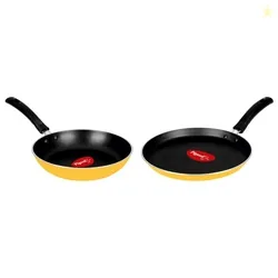Pigeon Twin Pack Non-Stick Tawa & Fry Pan Cookware Combo - Yellow