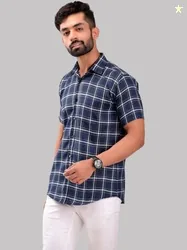 BASE 41 Men Slim Fit Windowpane Checks Checked Casual Shirt