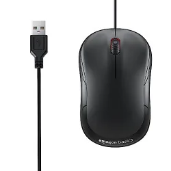amazon basics Wired USB Mouse, 3-Button, 1000 DPI Optical Sensor, Plug
