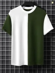 UDI n ADI Men Colorblock Round Neck Polyester Dark Green, White T...mo