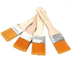 KRAFTMASTERS 4 Pcs Wooden Handle Flat Utility Paint Brush Set for Acry
