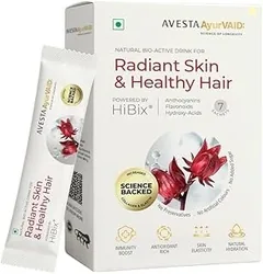 AvestaAyurVAID Radiant Skin & Healthy Hair - Powered by HiBix | Bioactive Hydration Drink (Pack of 7) | Supports Natural Collagen & Elastin for Skin,