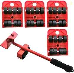 Furniture Moving Tool Set, Heavy Duty Steel Lifter & Roller Kit with 6