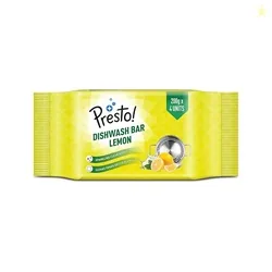 Amazon Brand - Presto! Dishwash Bar | 200 Gram | 12 count | 4 Bars Eac
