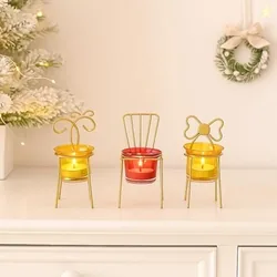 MARKET 99 Chair T-Lite Votive Holder Set of 3  Assorted Miniature Meta