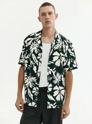 H&M Men Regular Fit Jacquard Resort Shirt