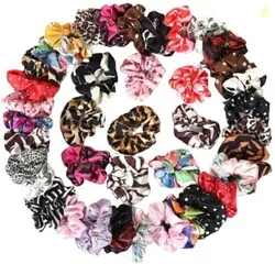 KT STYLAN Beautiful Printed Satin Scrunchies, Rubber Band Scrunch...mo