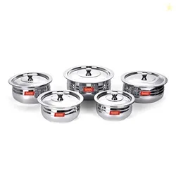 Sumeet Stainless Steel Cook And Serve 5Pc Handi Set With Lids 1 , 1.35