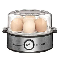 Lifelong Electric Egg Boiler 360-Watt (Transparent & Silver Grey) | St