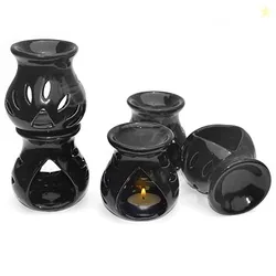 Ceramic Aroma Oil Burner Diffuser (3.5 Inch Black-20 Pieces)