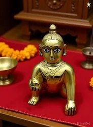 AVplast 2 NO SIZE Pittal Laddu Gopal Statue Pital Brass Murti Kan...mo