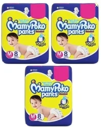 MamyPoko Pants Extra Absorb Baby Diapers, Medium (M), 8+8+8 N, 7-...mo
