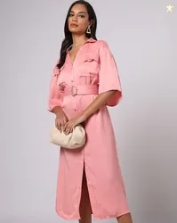 ENCRUSTD Shirt Dress with Fabric Waist Belt
