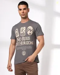 DNMX Men Graphic Print Regular Fit Crew-Neck T-Shirt