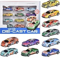 Amitasha 10 Unbreakable Racing Mini Diecast Car Models Set for Kids Pu