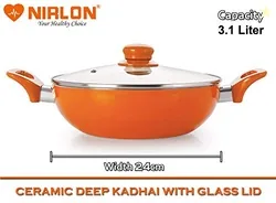 NIRLON Ceramic Non Stick Induction Aluminium Kadhai And Casserole With