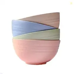 Irida Naturals Wheat Straw 6 Serving Bowl Set | (Multicolour) Eco-Friendly Lightweight & Unbreakable Microwave Safe Bowl Set | Bamboo Fiber Snacks Serving Bowls for Kids & Adults, 800 ml, Pack 4