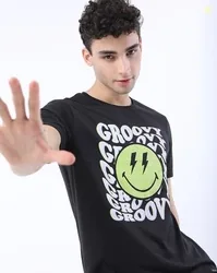 KETCH Typographic Print Slim Fit Crew-Neck T-Shirt