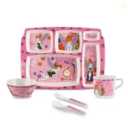 Cello Kidzbee Pentameal Tinker Bell Melamine Meal Set for Kids, Set of