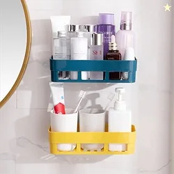 wolpin Plastic Rectangular Multipurpose Wall Shelves Shelf Self-Adhesi