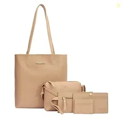 Bagsy Malone Women's Vegan Leather Stylish Tote Bag Pack of 5 | Ladies