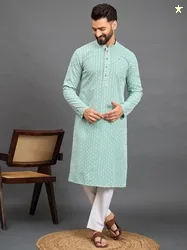 House of Pataudi Men Geometric Sequin Embroidered Mandarin Collar Stra