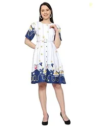Avlin Crepe Latest Stylish One Piece Dress with Belt (X-Large_White)
