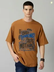 CRYPTIC Men Typography Printed Round Neck Cotton Oversized T-shirt