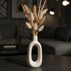 PUREZENTO 'Kieko Vase' White Ceramic Vase 6 Inch (Pack of 1) | White D