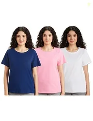 Amazon Brand - Symbol Women Cotton Stretch Regular Fit Round Neck Slee