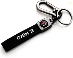 Ayesha Collection Hero Leather Stripe Keyring For Bike Key Chain