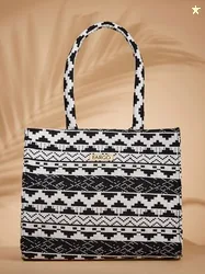 FARGO Geometric Printed Canvas Structured Tote Bag