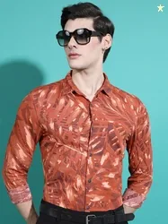 KETCH Slim Fit Abstract Printed Short Sleeves Cotton Casual Shirt