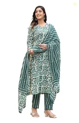 KLOSIA Women's Viscose Straight Block Printed Kurta And Pant Set With