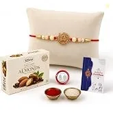 DeoDap Designer Om Damru Rakhi for Brother with Choco Coated Almonds C