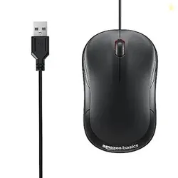 amazon basics Wired USB Mouse 3-Button, 1000 DPI Optical Sensor, Plug
