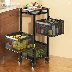 TEX-RO Kitchen Trolley with Wheels | 3-Layer Metal Vegetable Basket St