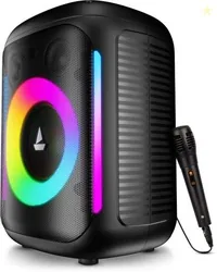 boAt Partypal 30, Wired Mic for Karaoke, 6H Battery, RGB LED, TWS...mo
