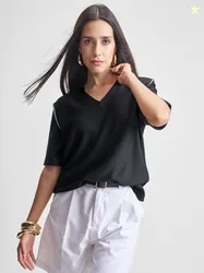 Tokyo Talkies Women V-Neck Relaxed Fit Top
