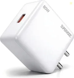 MAK 80 W SuperVOOC 6 A Wall Charger for Mobile (White)