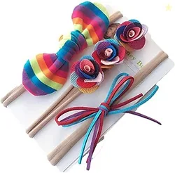 BABYMOON Girl's Synthetic Turban Knotted Hairband - Multicolor - Pack