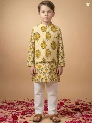 Readiprint Boys Floral Printed Regular Pure Cotton Kurta with Pyjamas